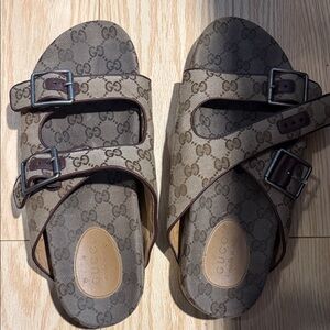 Gucci Brown Monogram Sandals
